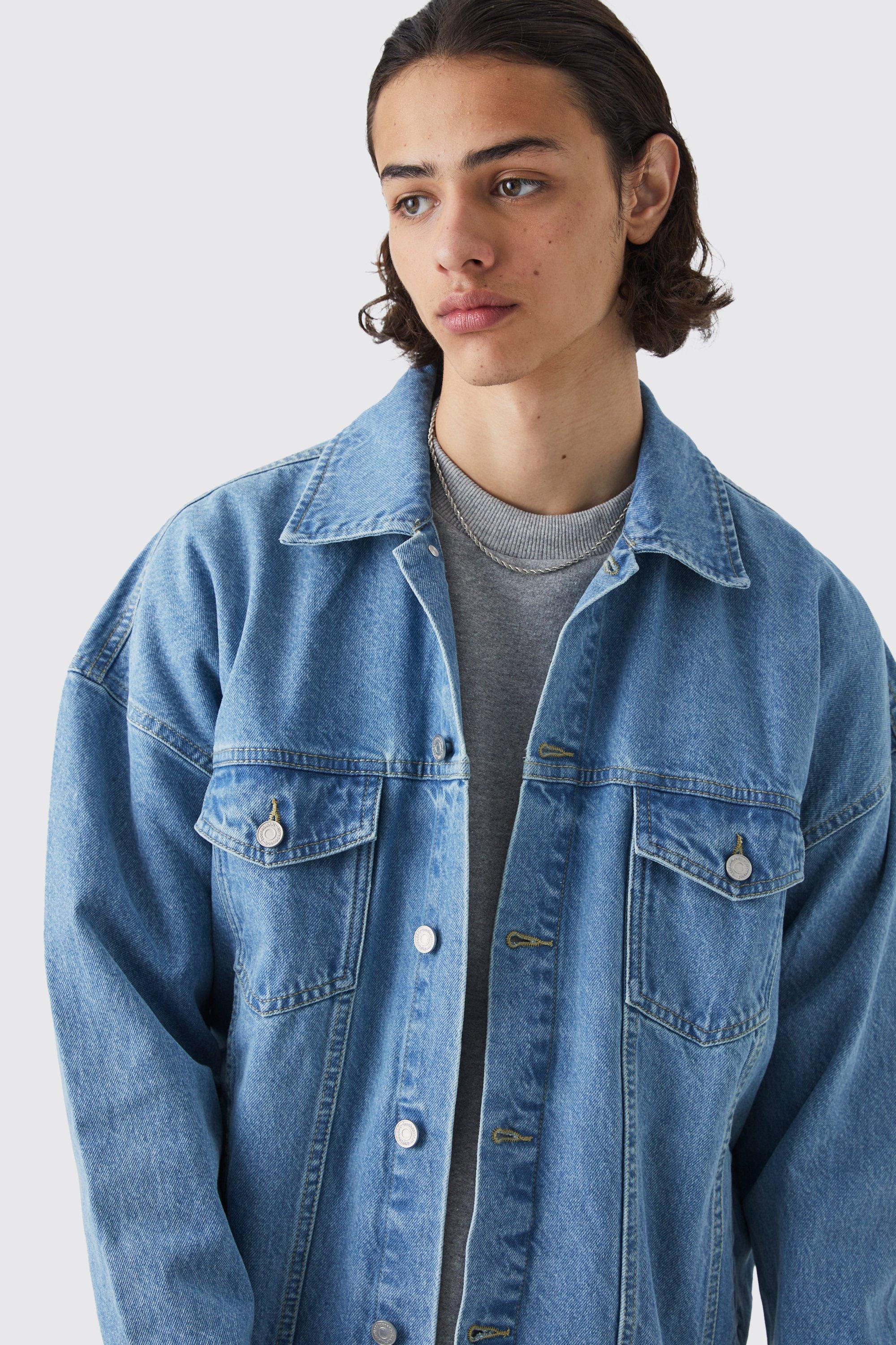 Boohoo long denim jacket best sale